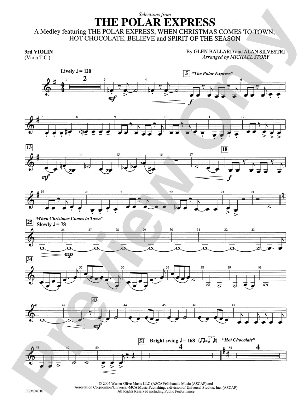 The Polar Express, Selections from: 3rd Violin (Viola [TC])
