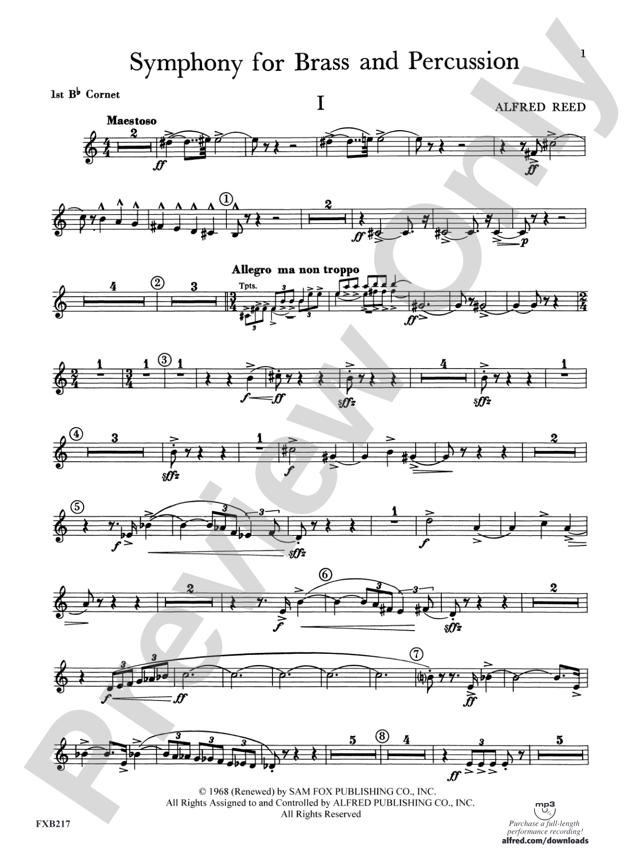 Symphony for Brass and Percussion: 1st B-flat Cornet