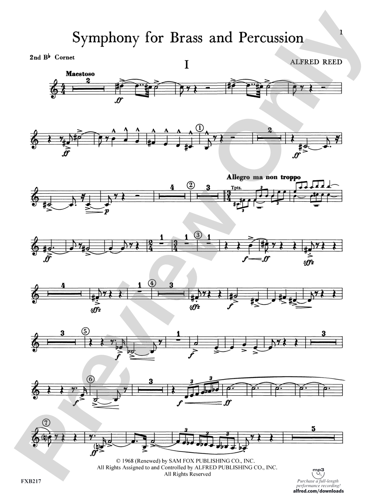 Symphony for Brass and Percussion: 2nd B-flat Cornet