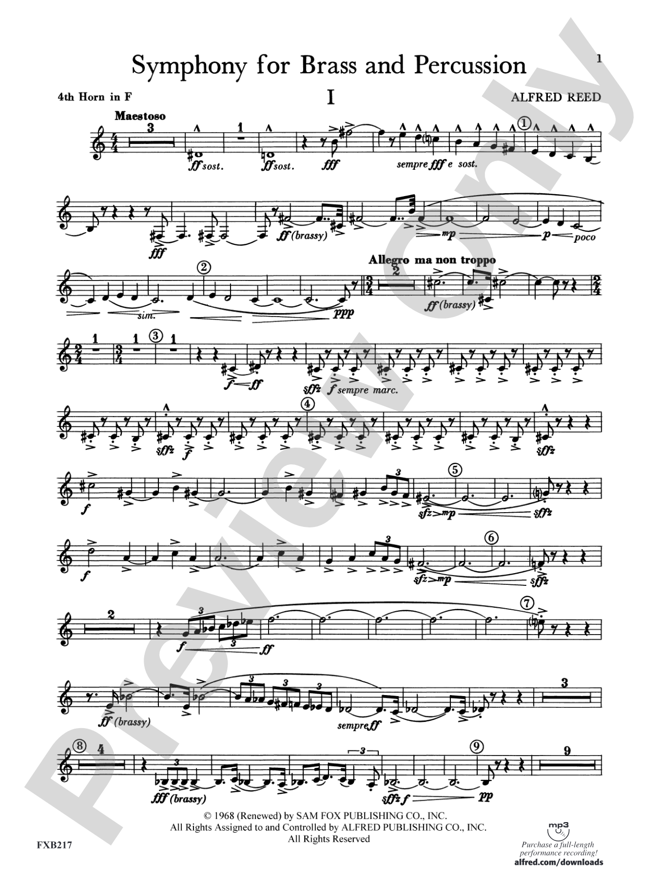 Symphony for Brass and Percussion: 4th F Horn