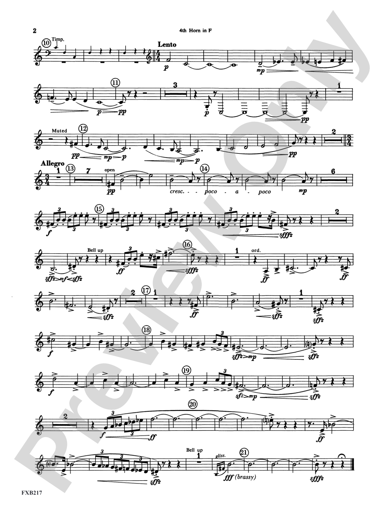Symphony for Brass and Percussion: 4th F Horn