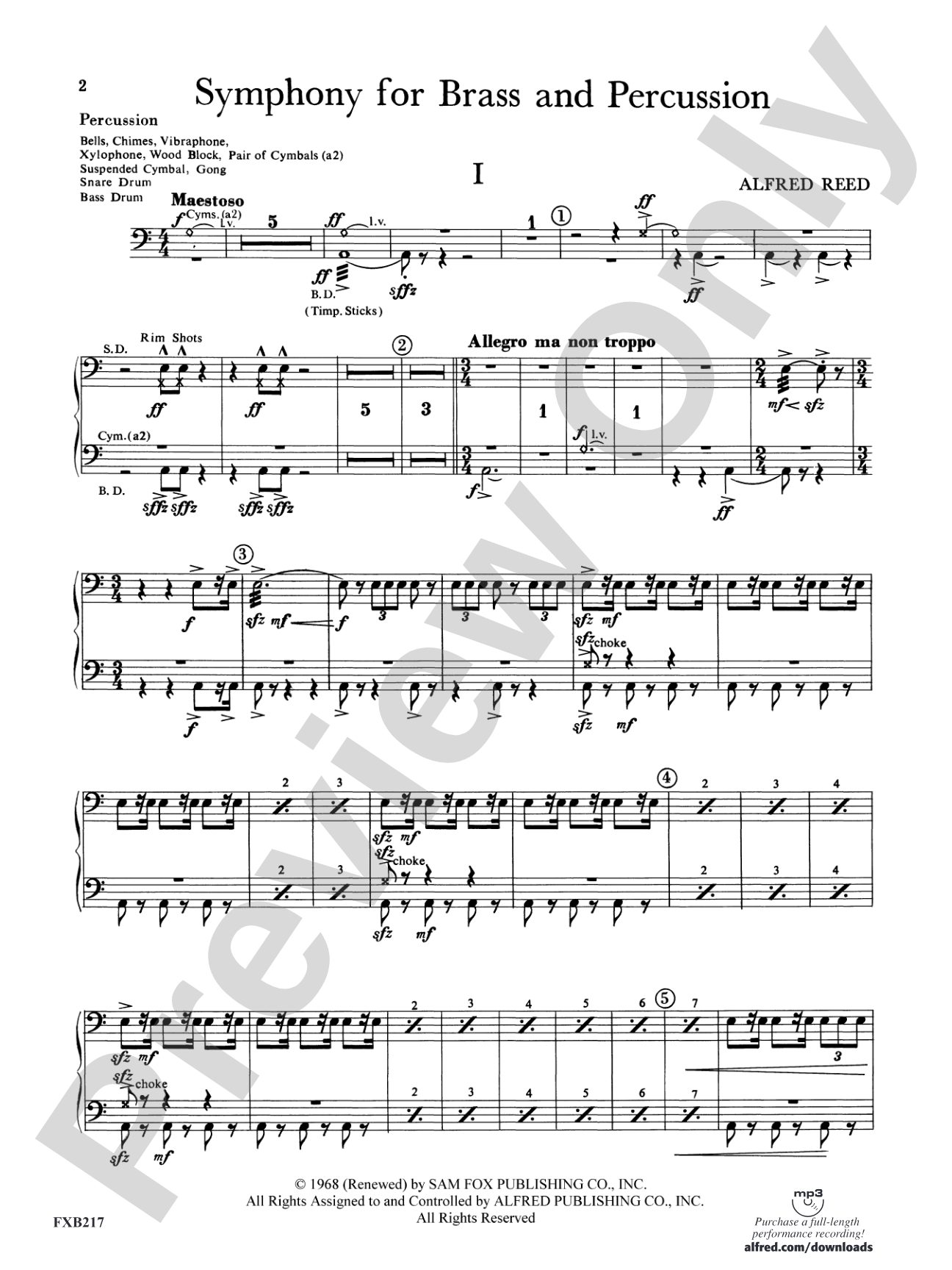 Symphony for Brass and Percussion: 1st Percussion