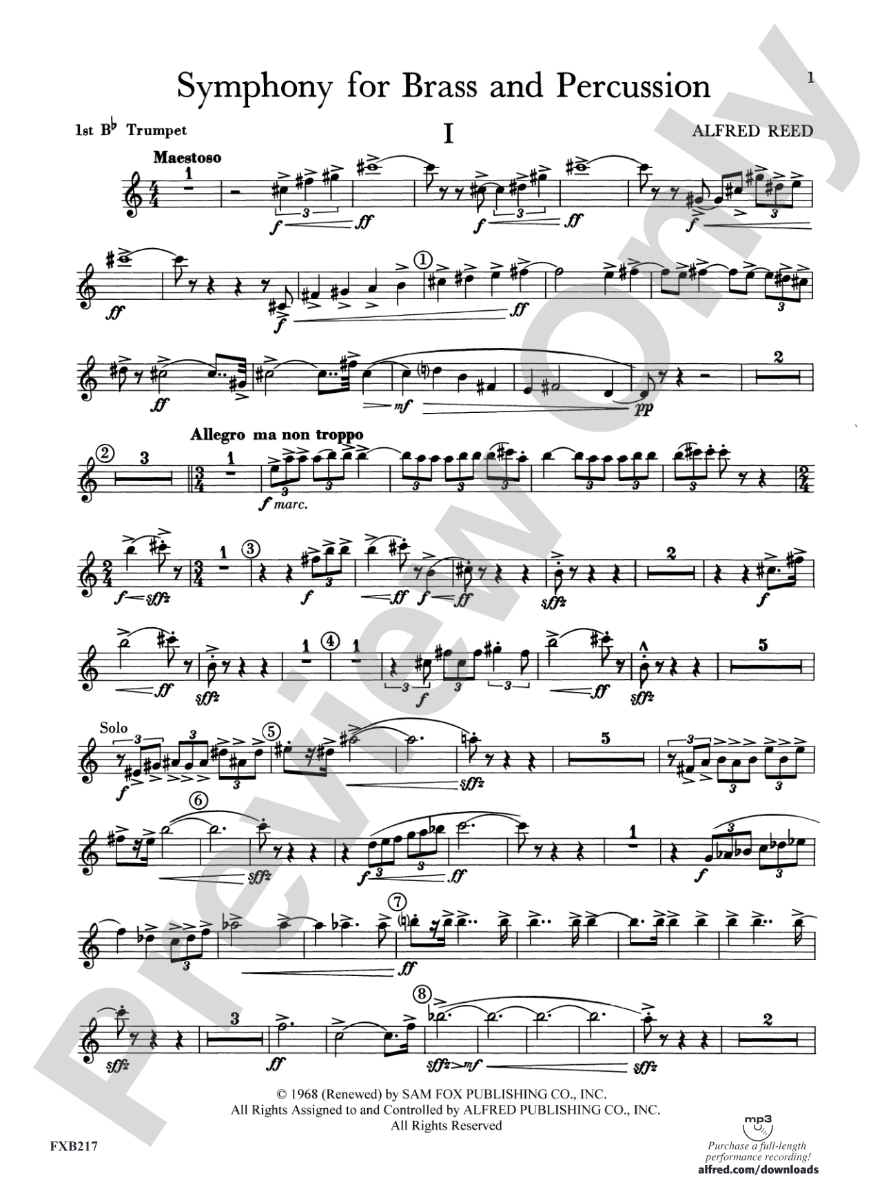 Symphony for Brass and Percussion: 1st B-flat Trumpet