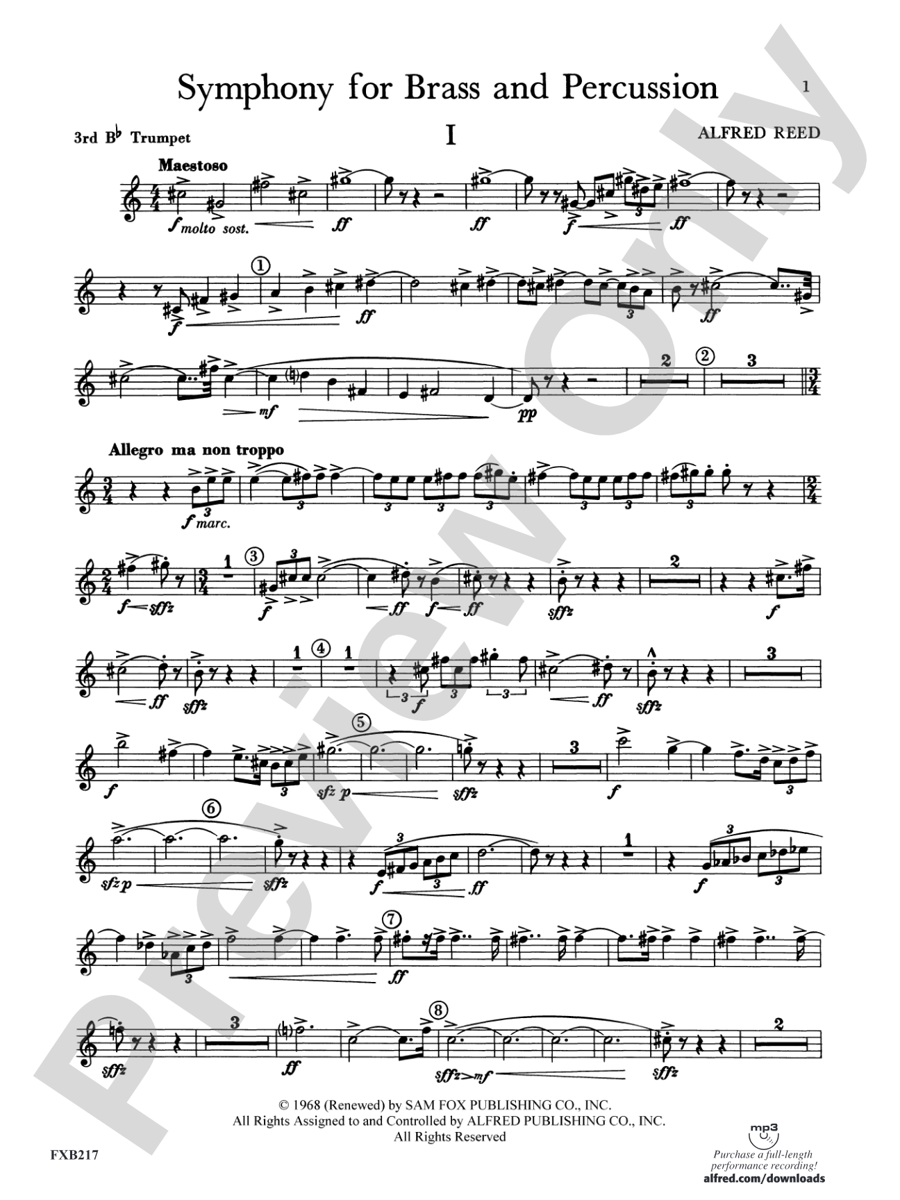 Symphony for Brass and Percussion: 3rd B-flat Trumpet