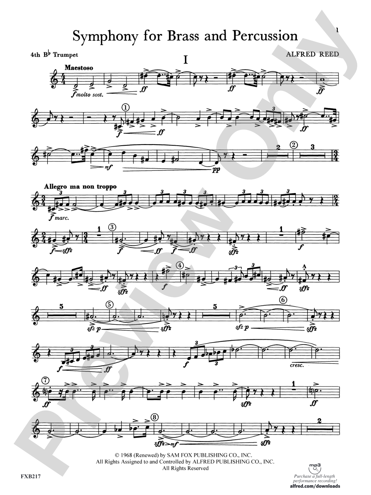 Symphony for Brass and Percussion: 4th B-flat Trumpet