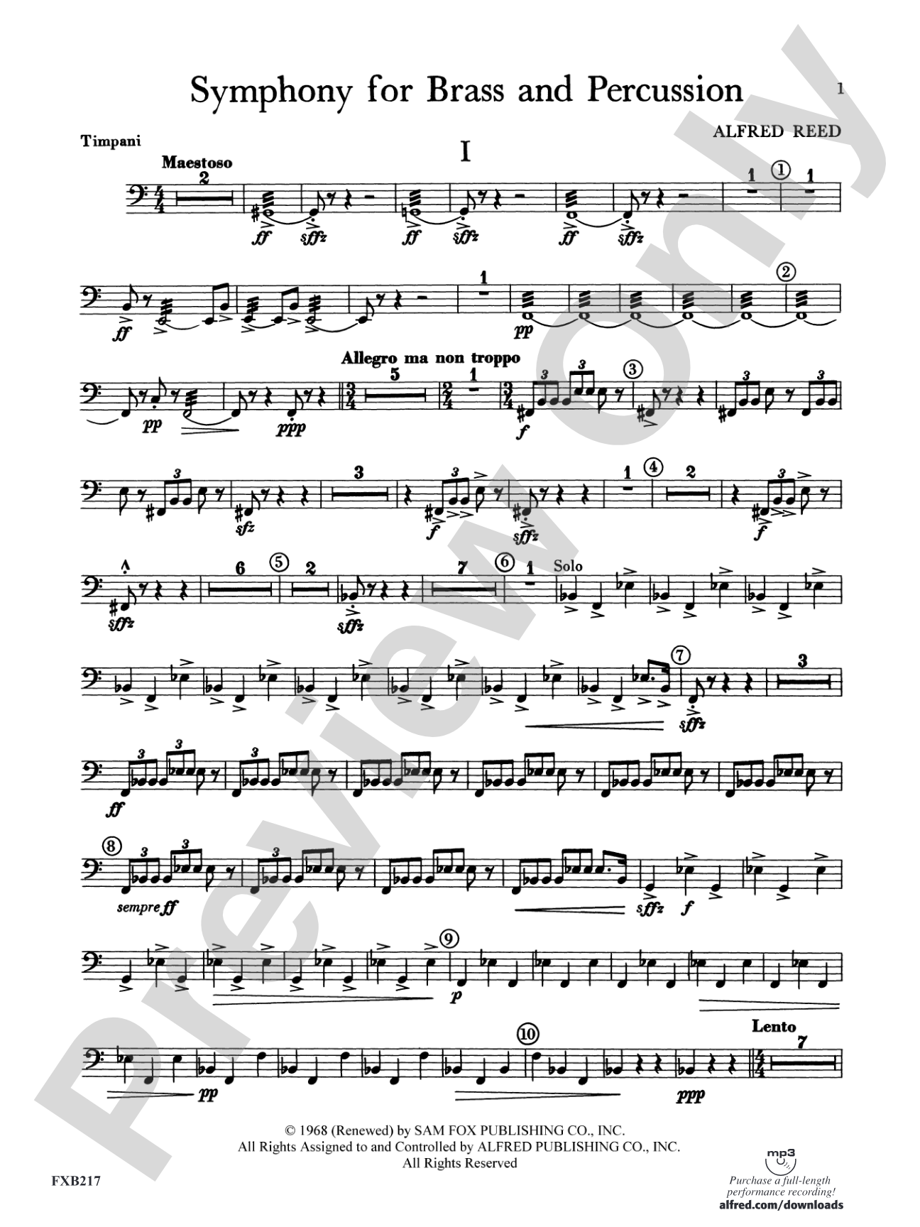 Symphony for Brass and Percussion: Timpani