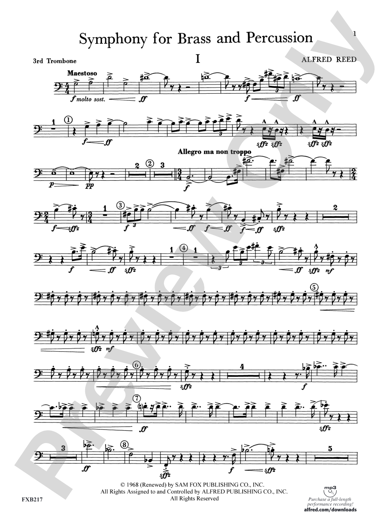 Symphony for Brass and Percussion: 3rd Trombone