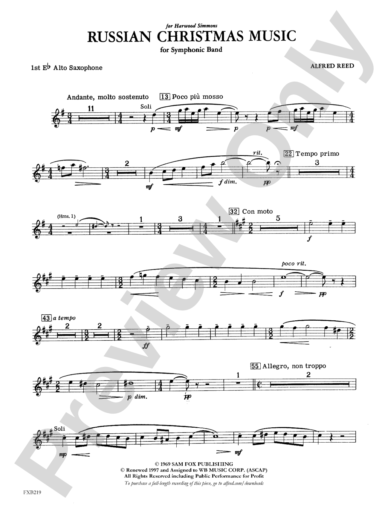 Russian Christmas Music: E-flat Alto Saxophone