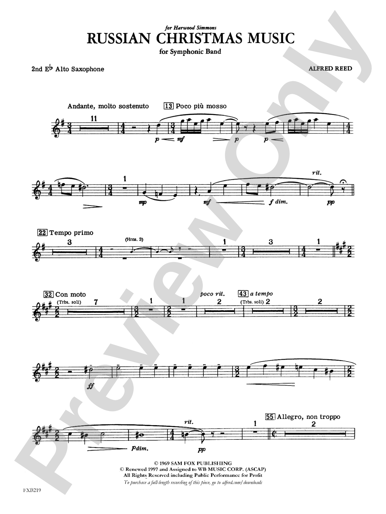 Russian Christmas Music: 2nd E-flat Alto Saxophone