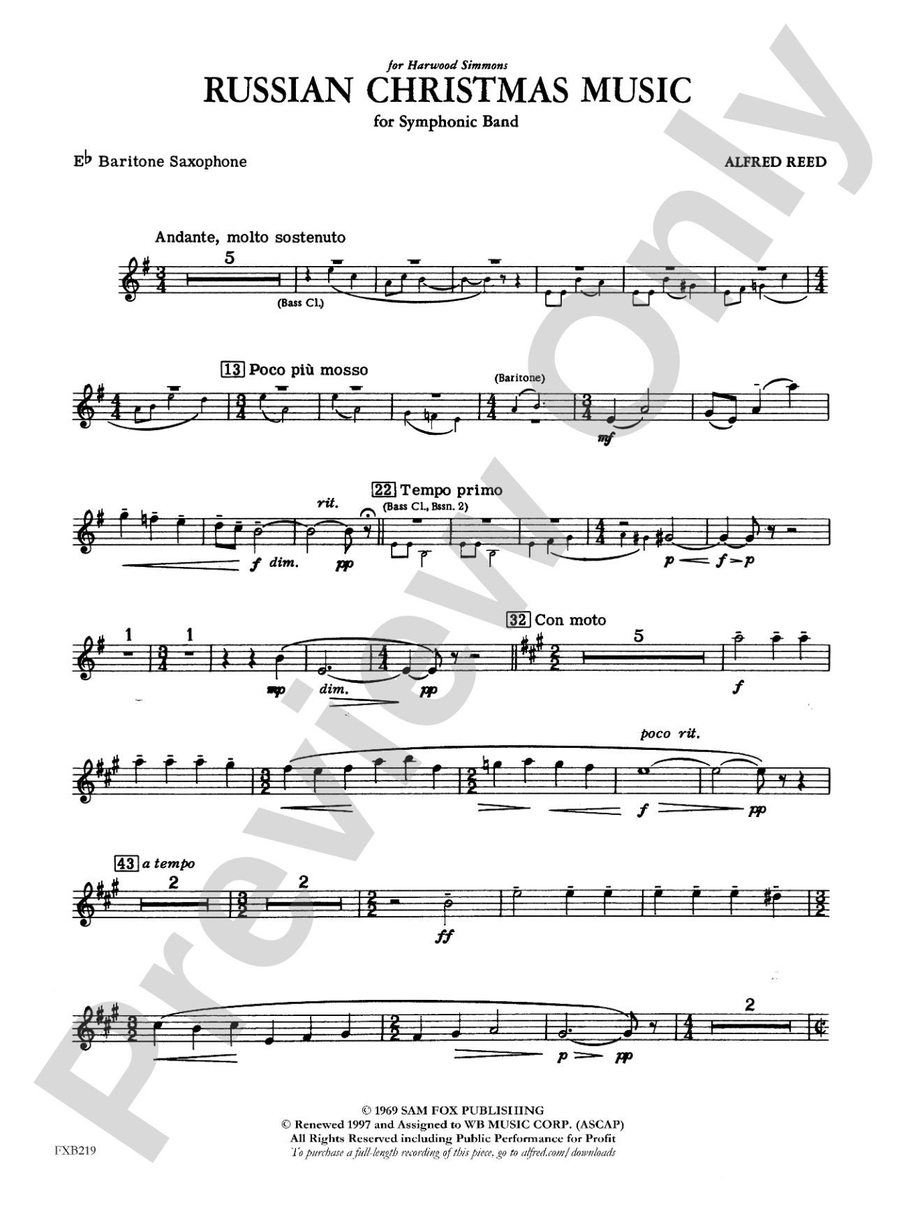 Russian Christmas Music: E-flat Baritone Saxophone