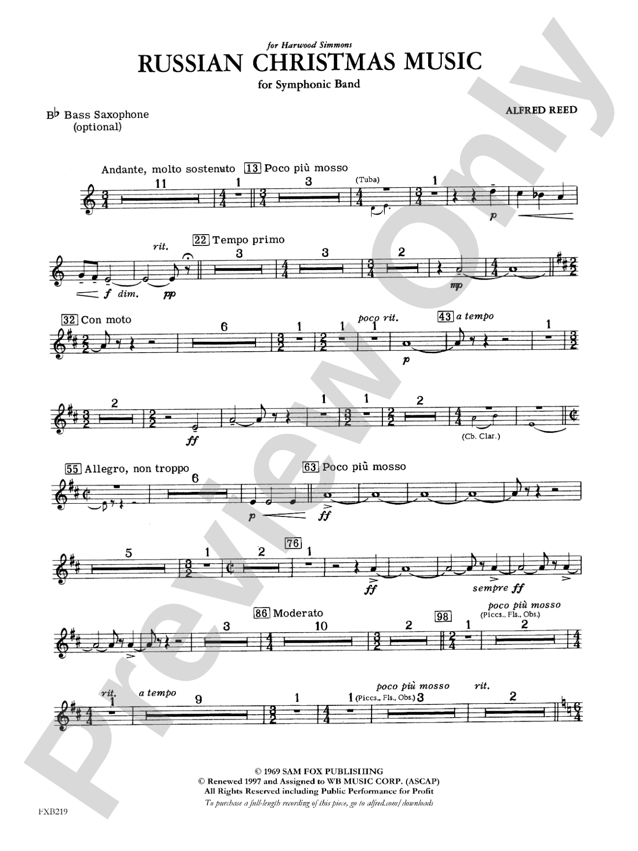 Russian Christmas Music: B-flat Bass Saxophone