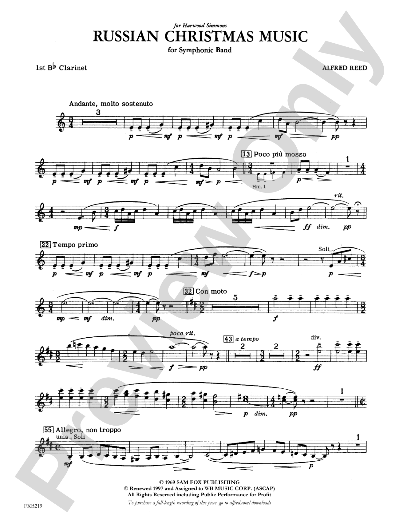 Russian Christmas Music: 1st B-flat Clarinet