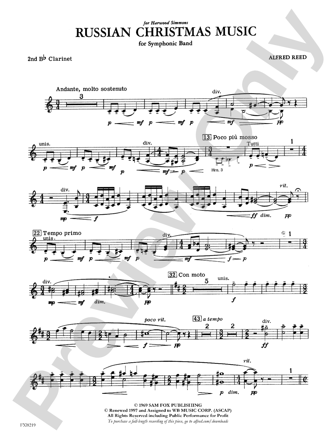 Russian Christmas Music: 2nd B-flat Clarinet