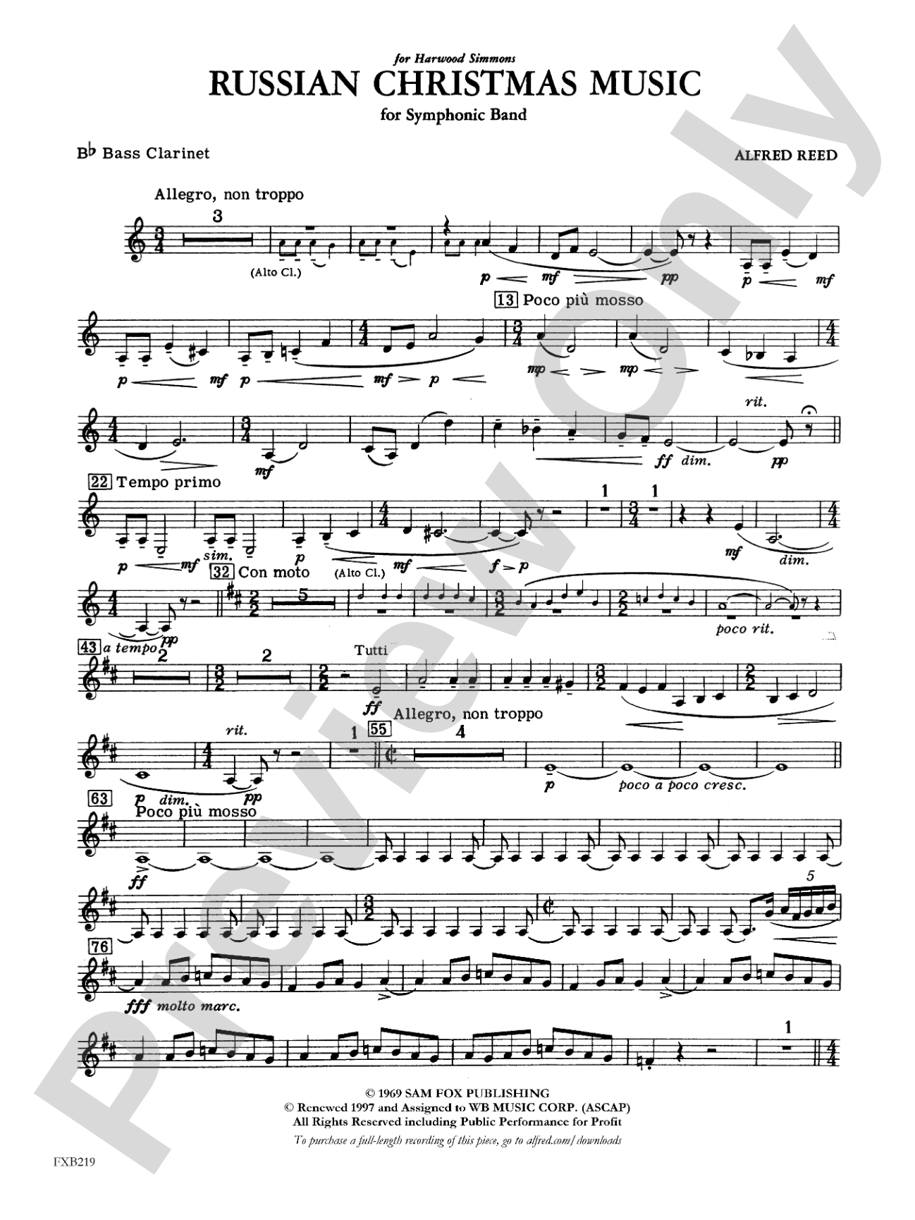 Russian Christmas Music: B-flat Bass Clarinet