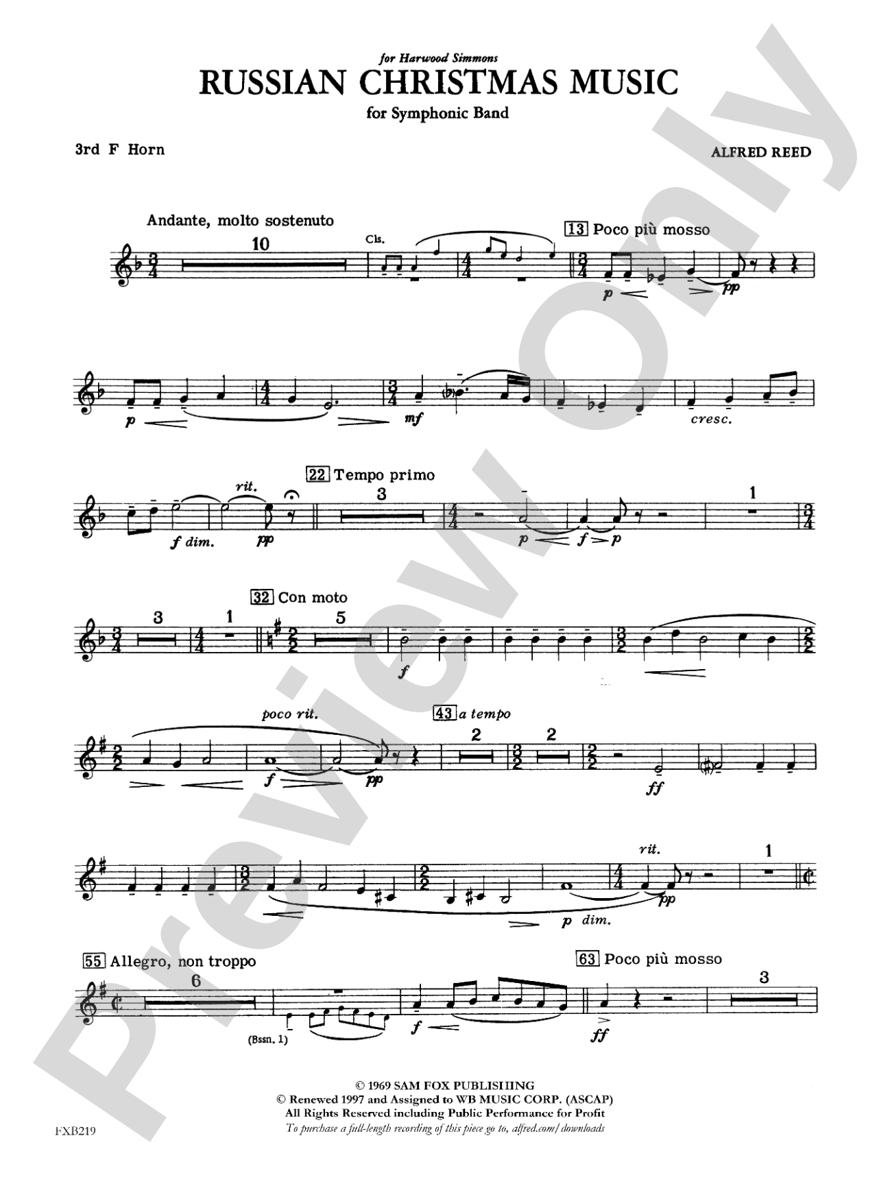 Russian Christmas Music: 3rd F Horn