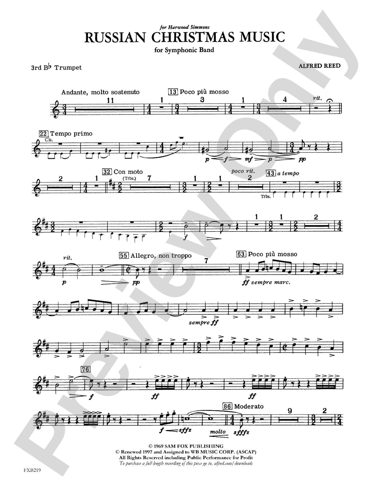 Russian Christmas Music: 3rd B-flat Trumpet