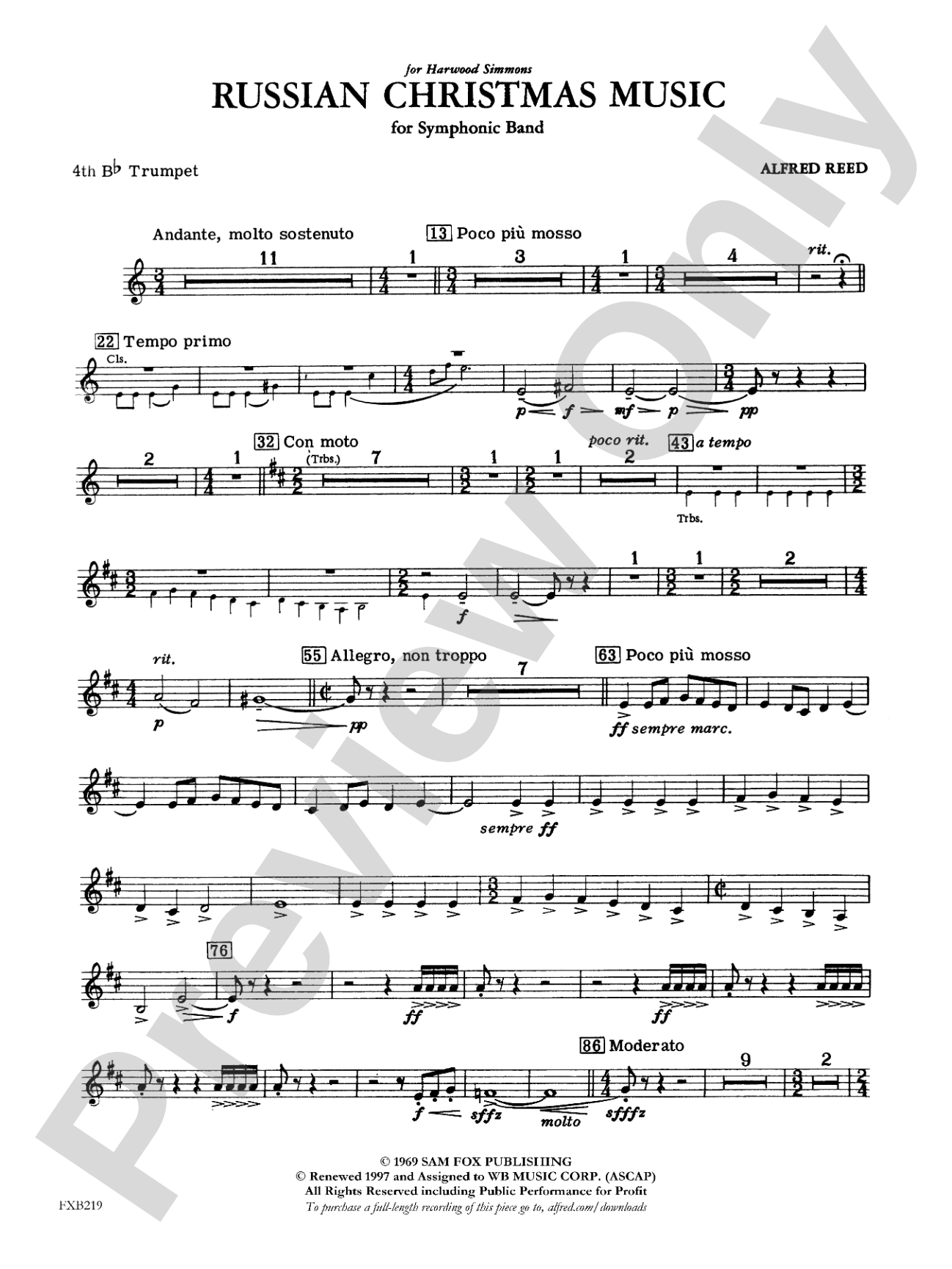 Russian Christmas Music: 4th B-flat Trumpet