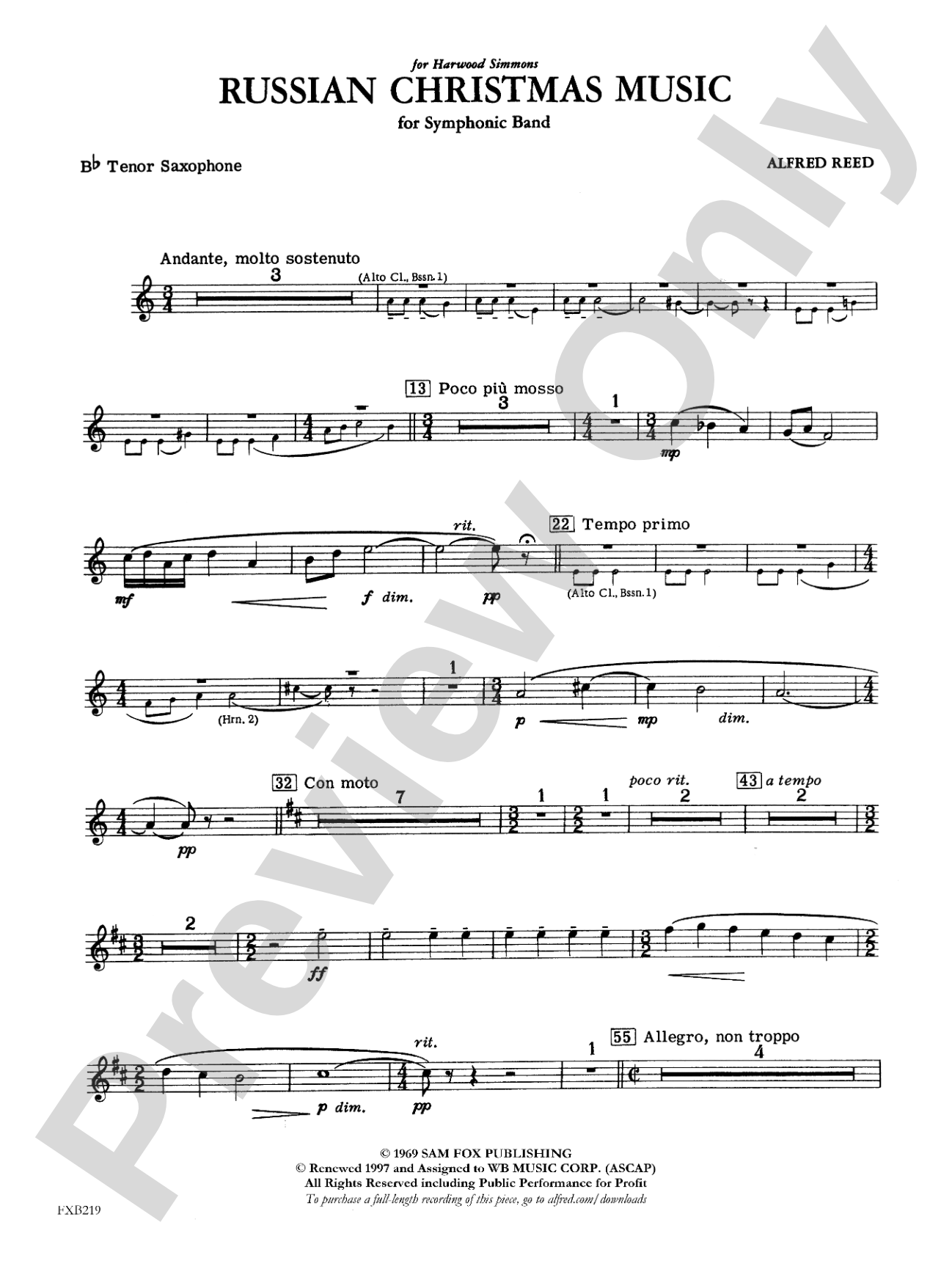 Russian Christmas Music: B-flat Tenor Saxophone