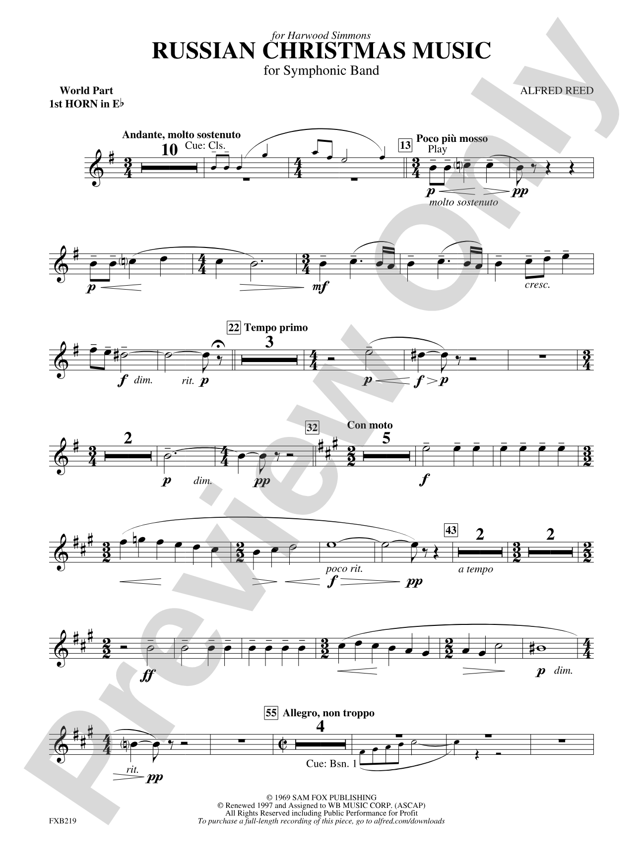Russian Christmas Music: (wp) 1st Horn in E-flat