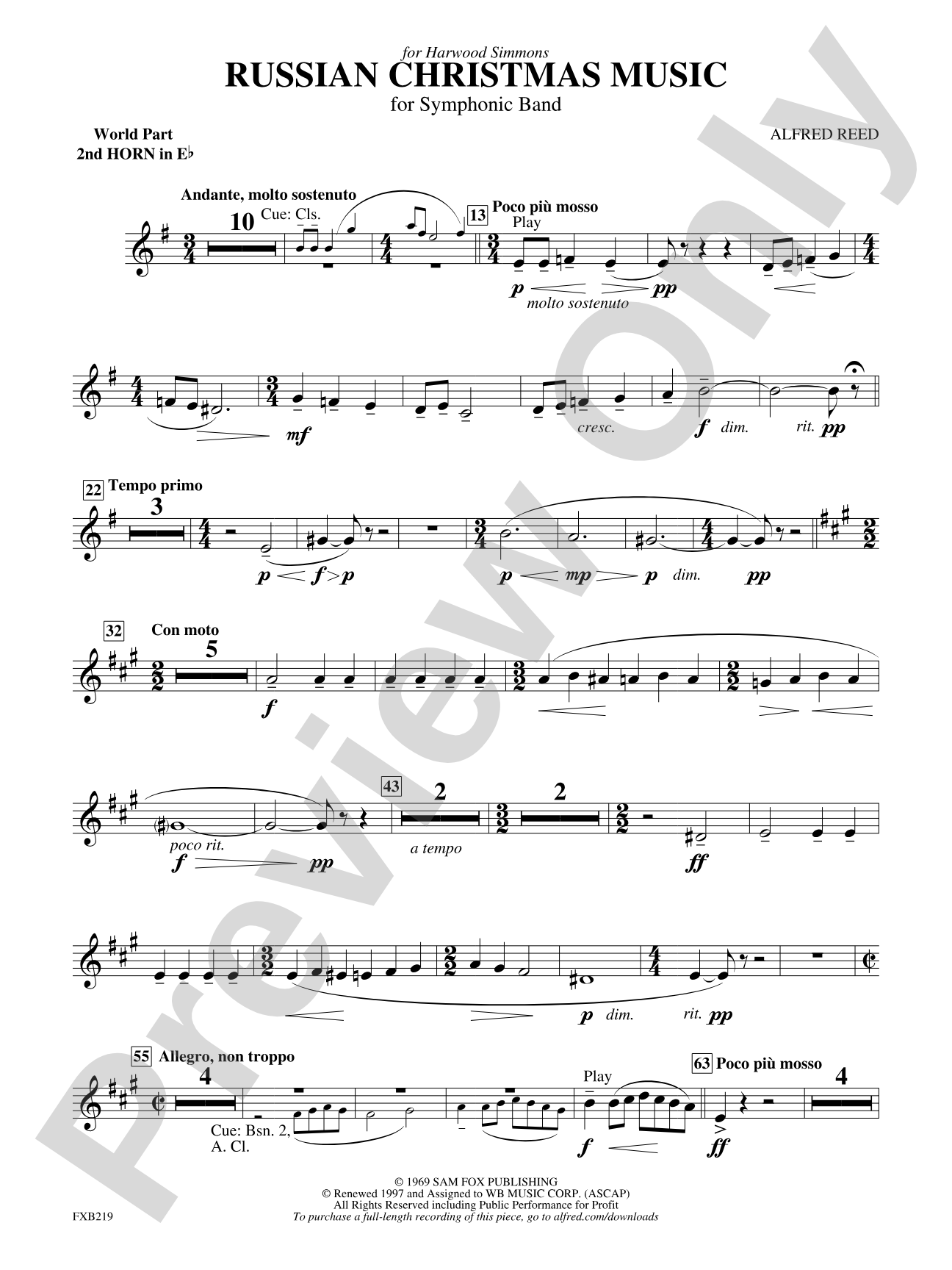 Russian Christmas Music: (wp) 2nd Horn in E-flat