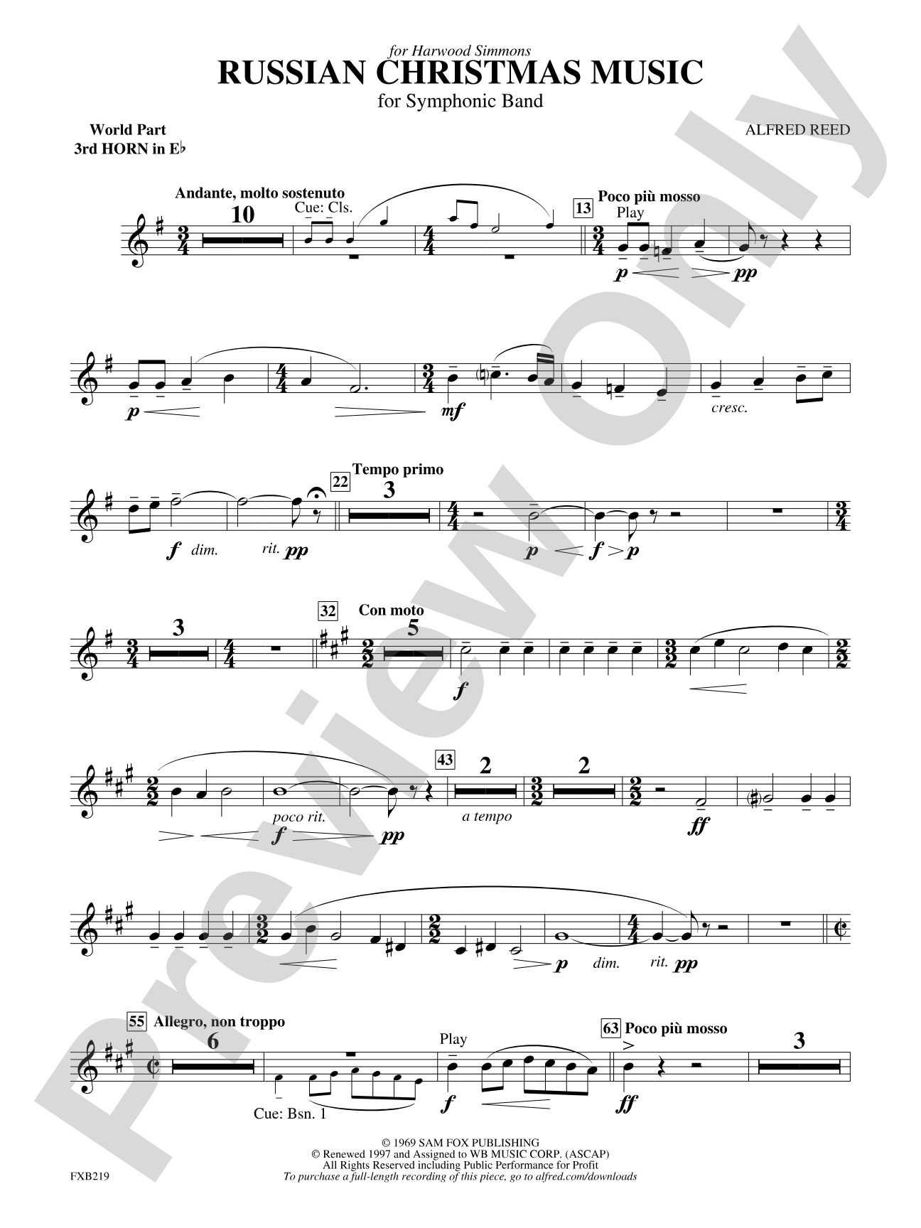 Russian Christmas Music: (wp) 3rd Horn in E-flat
