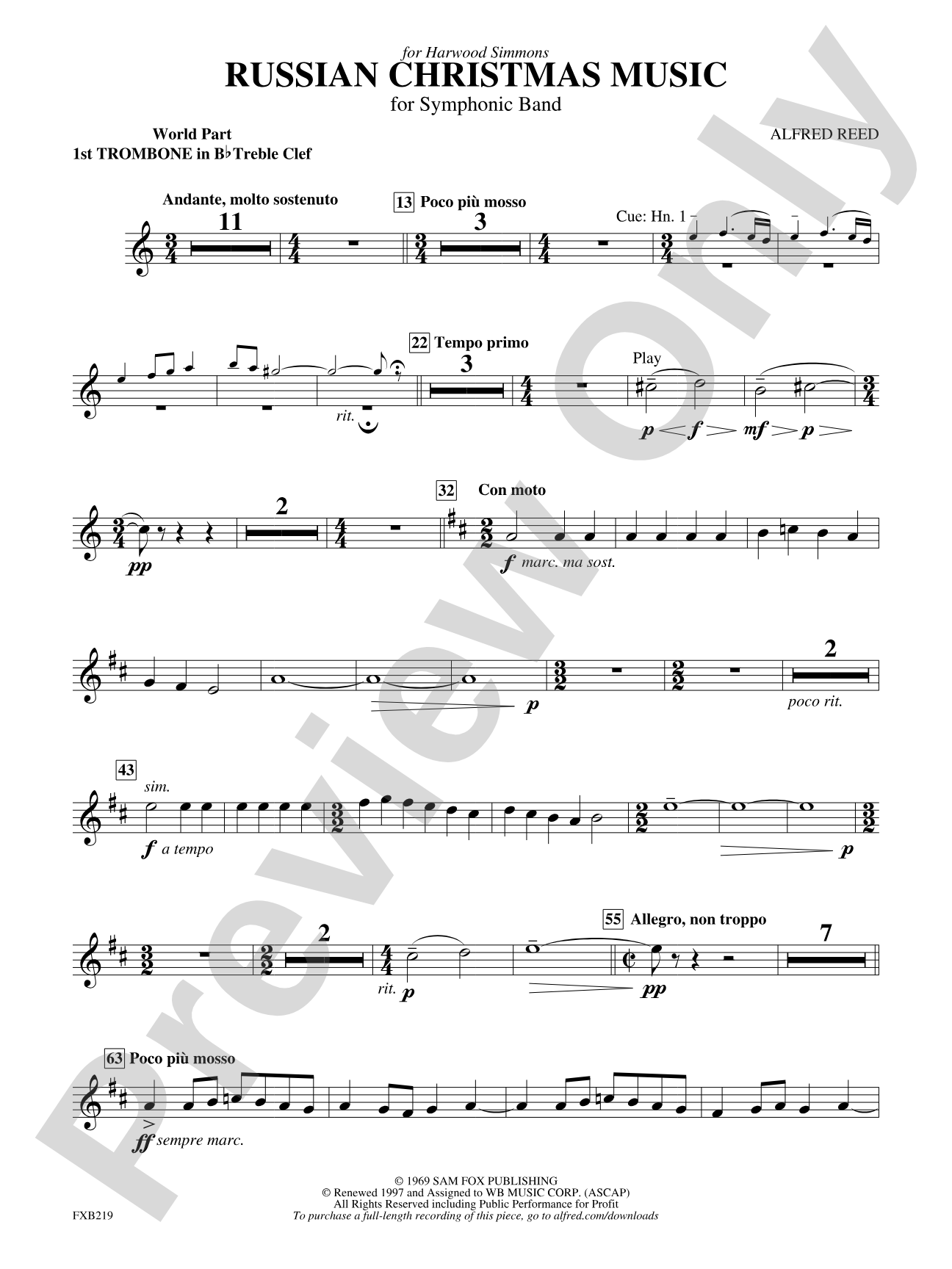 Russian Christmas Music: (wp) 1st B-flat Trombone T.C.