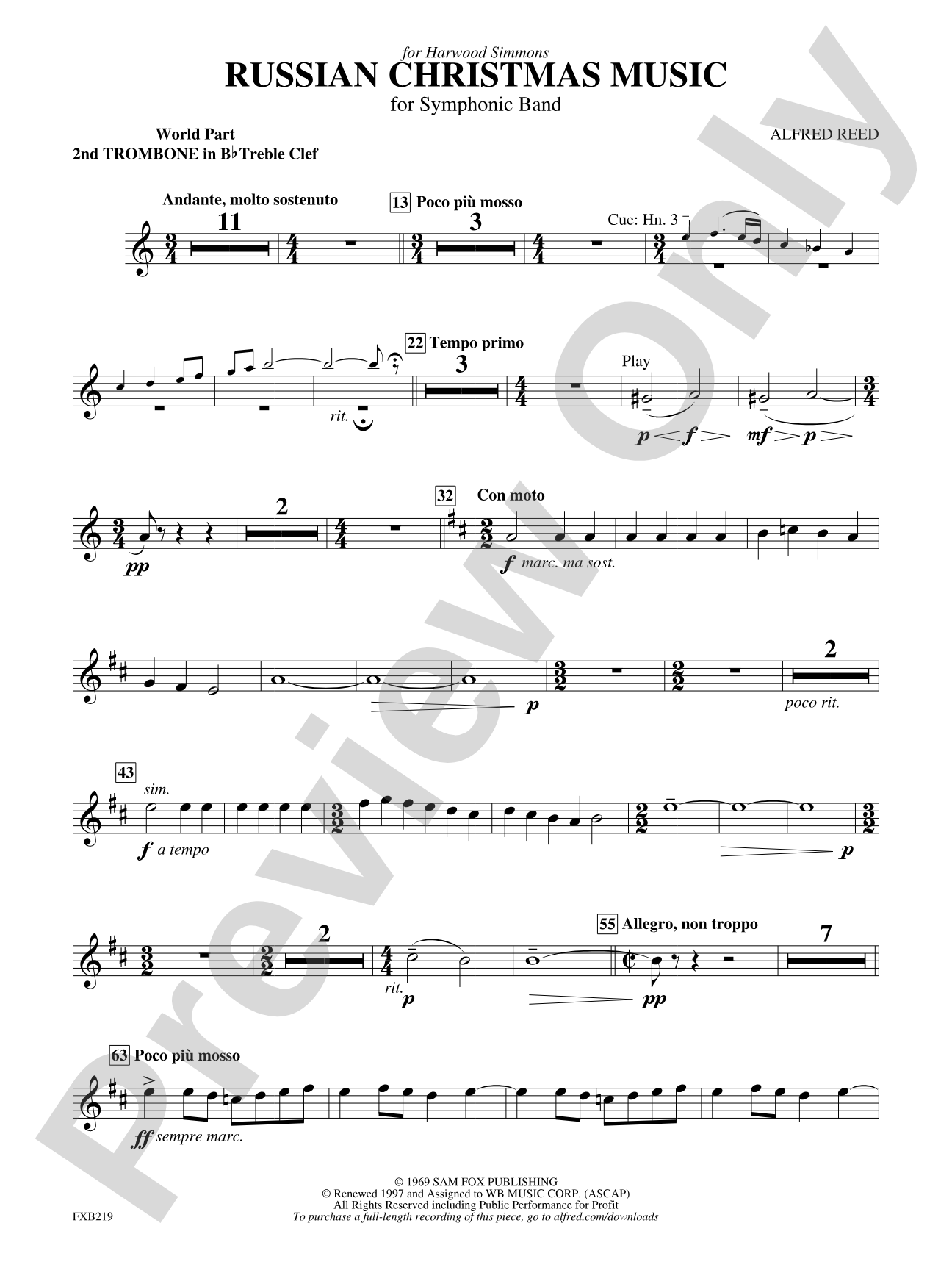 Russian Christmas Music: (wp) 2nd B-flat Trombone T.C.