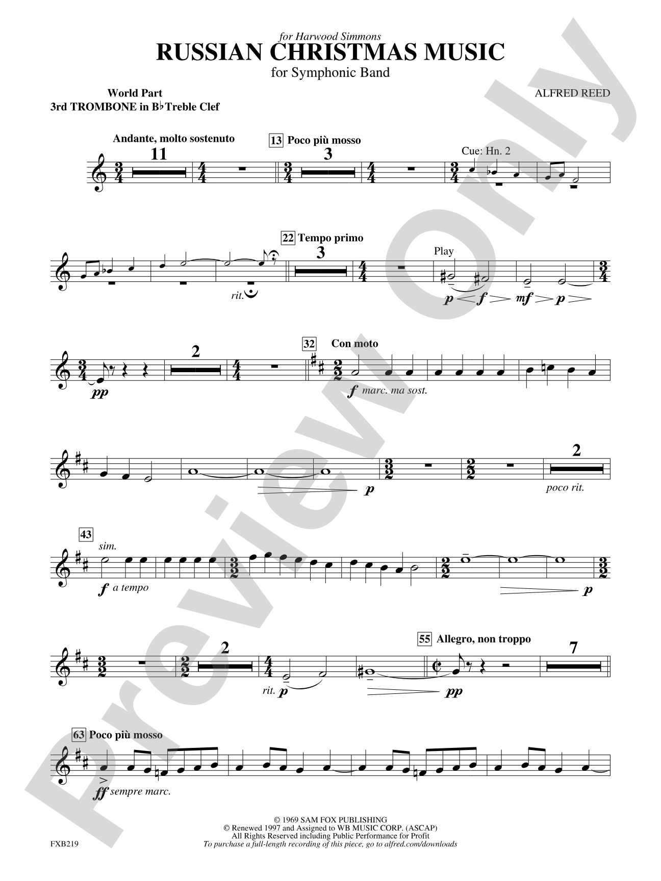 Russian Christmas Music: (wp) 3rd B-flat Trombone T.C.