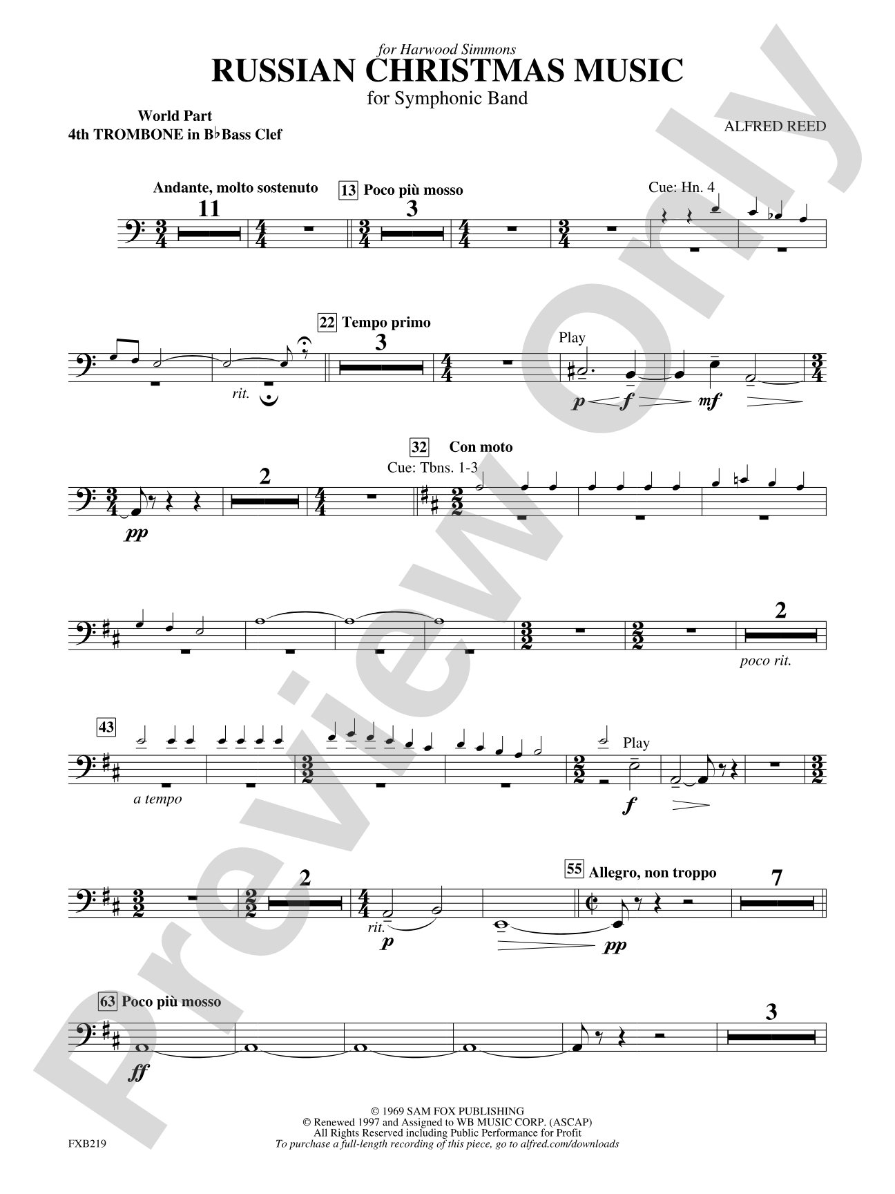 Russian Christmas Music: (wp) Bb Trombone B.C. 4