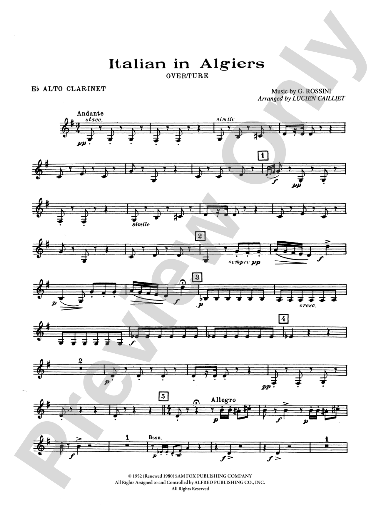 Italian in Algiers: E-flat Alto Clarinet