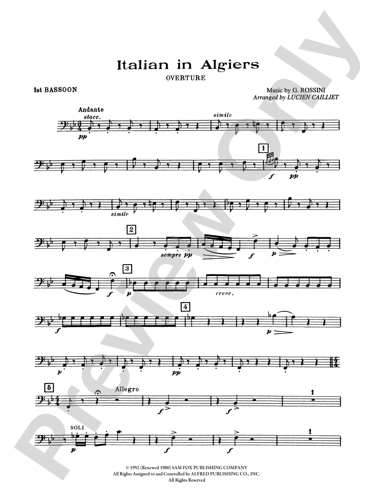 Italian in Algiers: Bassoon