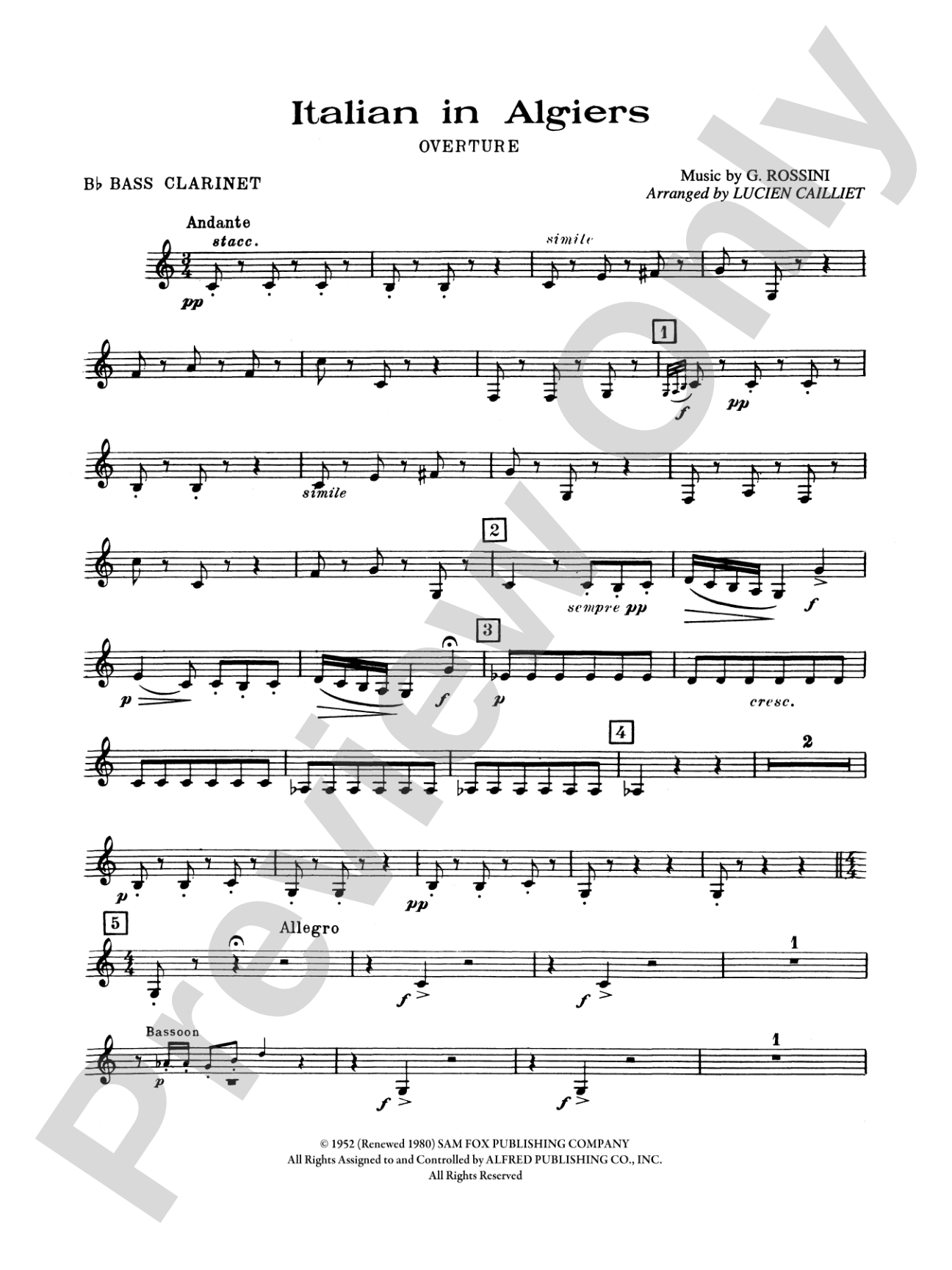 Italian in Algiers: B-flat Bass Clarinet