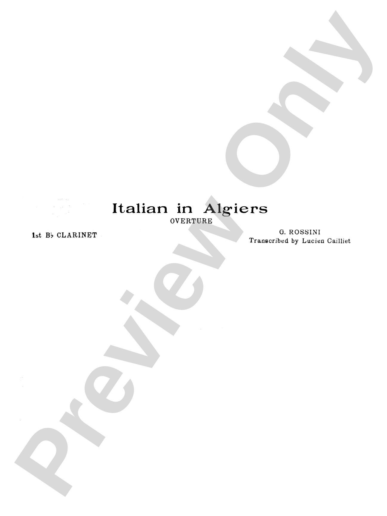 Italian in Algiers: 1st B-flat Clarinet