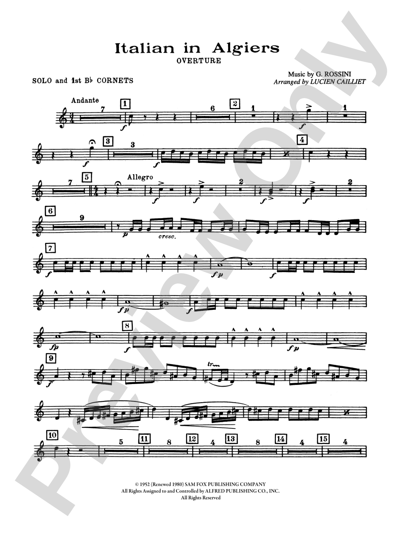 Italian in Algiers: 1st B-flat Cornet