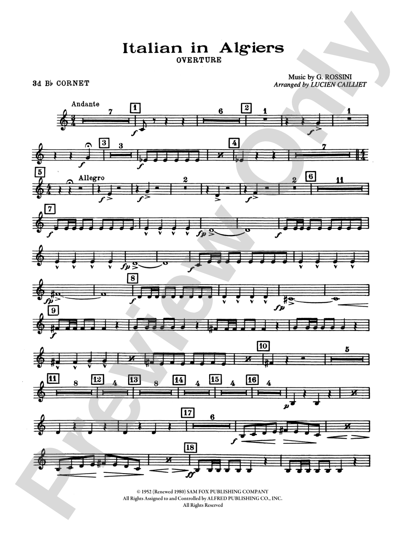 Italian in Algiers: 3rd B-flat Cornet