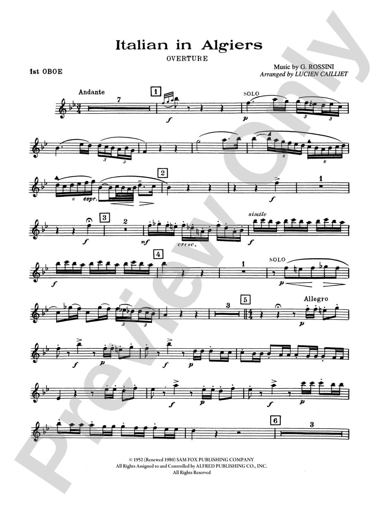 Italian in Algiers: Oboe