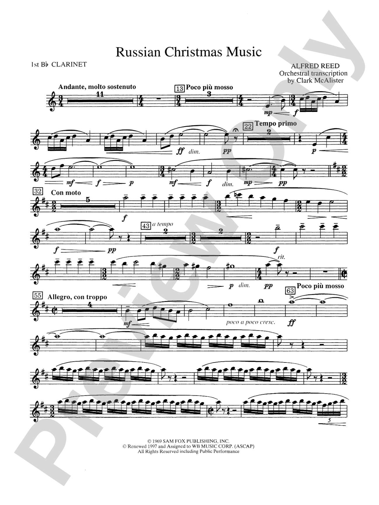 Russian Christmas Music: 1st B-flat Clarinet