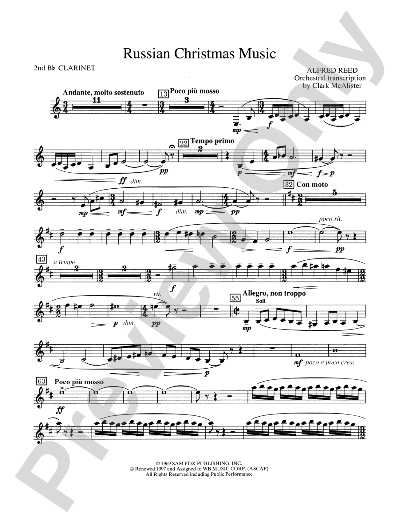 Russian Christmas Music: 2nd B-flat Clarinet