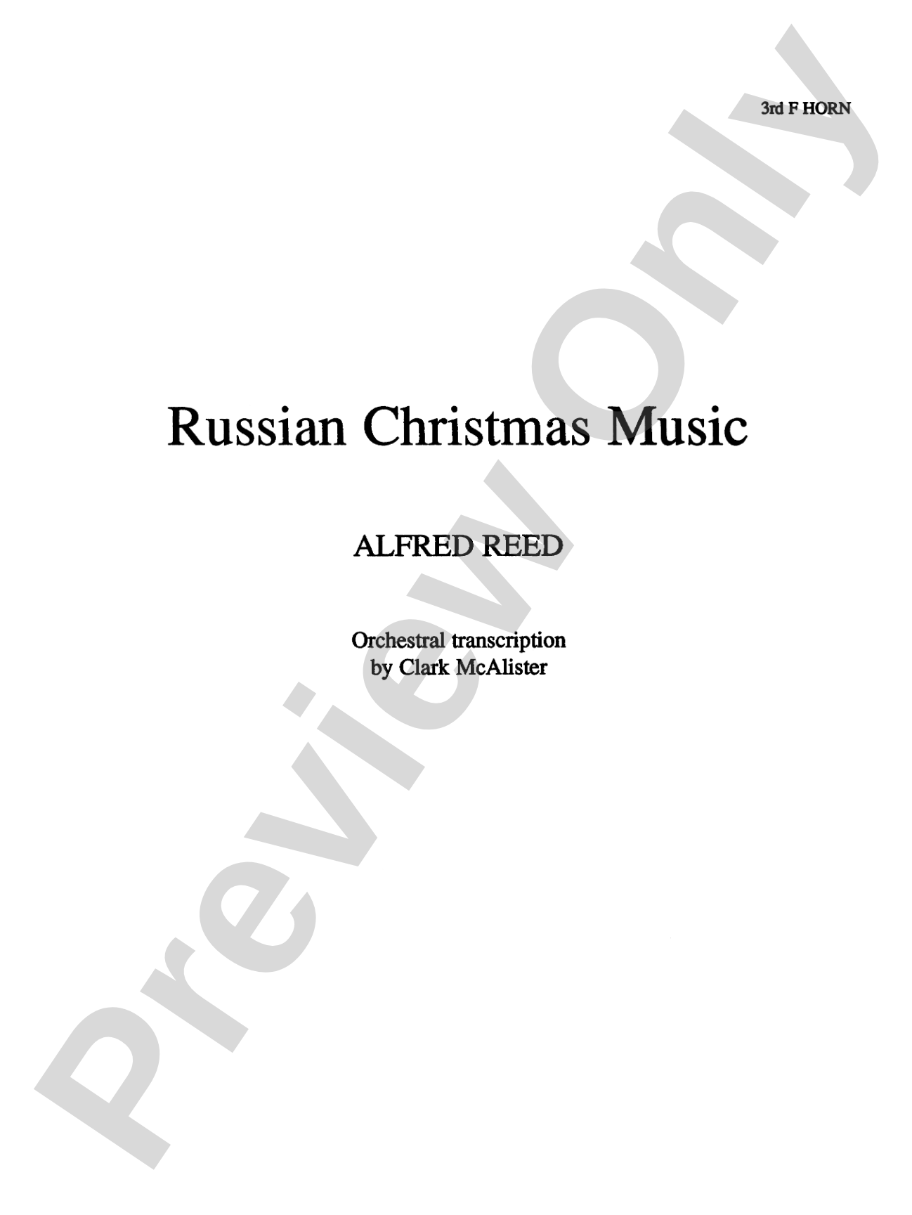 Russian Christmas Music: 3rd F Horn