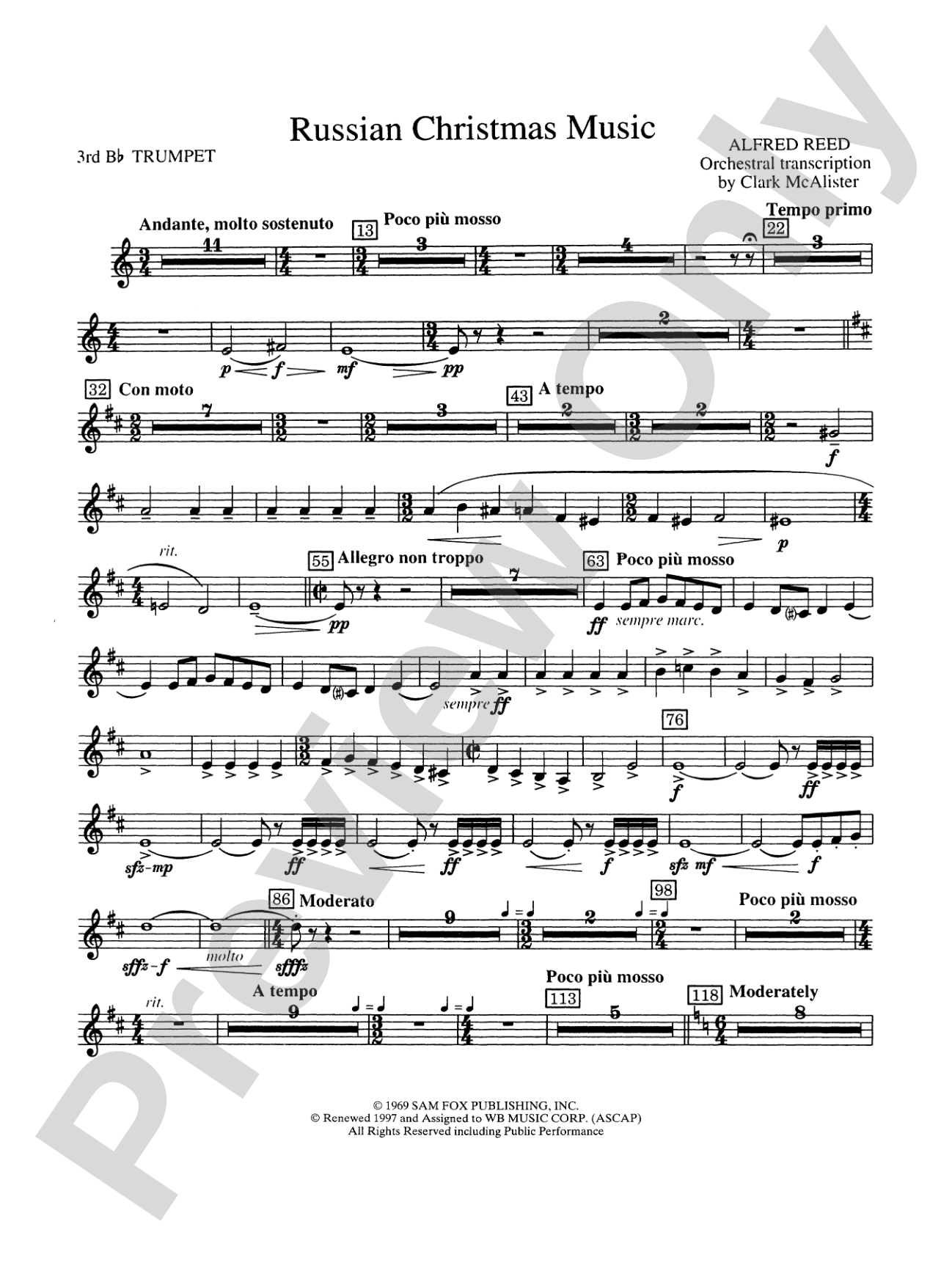 Russian Christmas Music: 3rd B-flat Trumpet