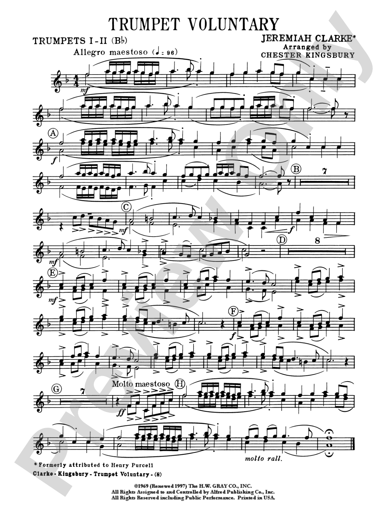 Trumpet Voluntary: 1st & 2nd B-flat Trumpets