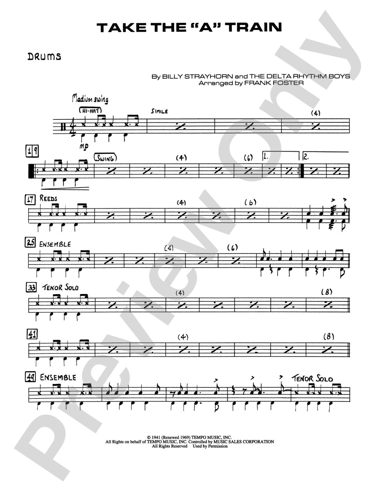 Take the "A" Train: Drums
