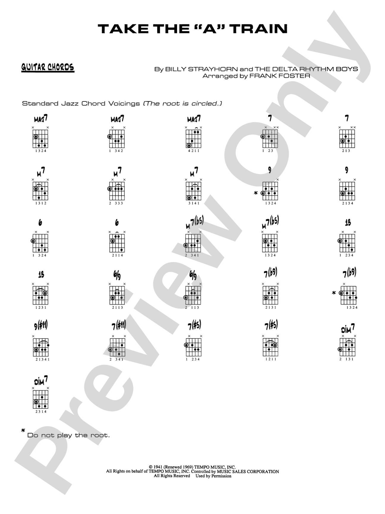 Take the "A" Train: Guitar Chords