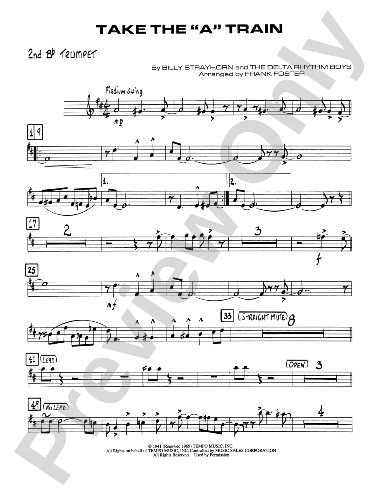 Take the "A" Train: 2nd B-flat Trumpet