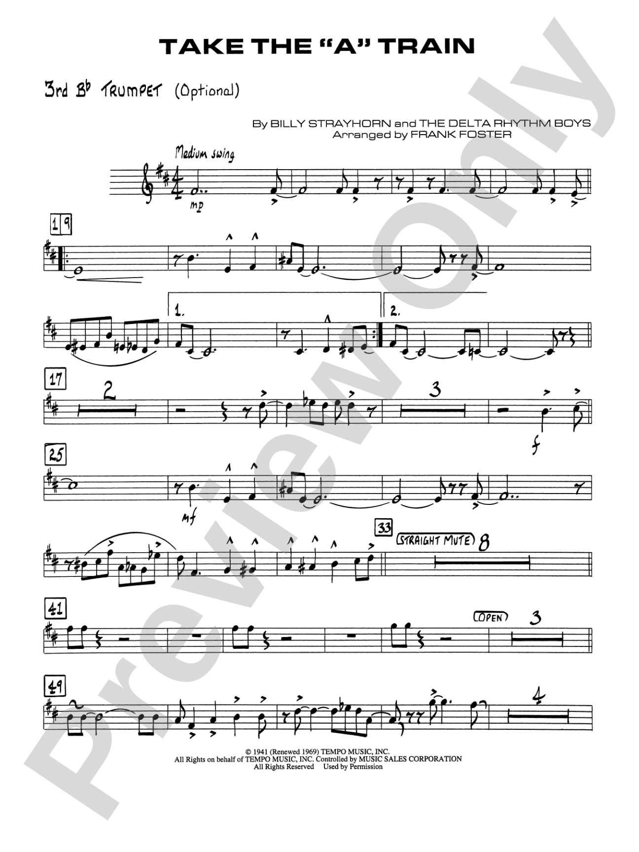 Take the "A" Train: 3rd B-flat Trumpet