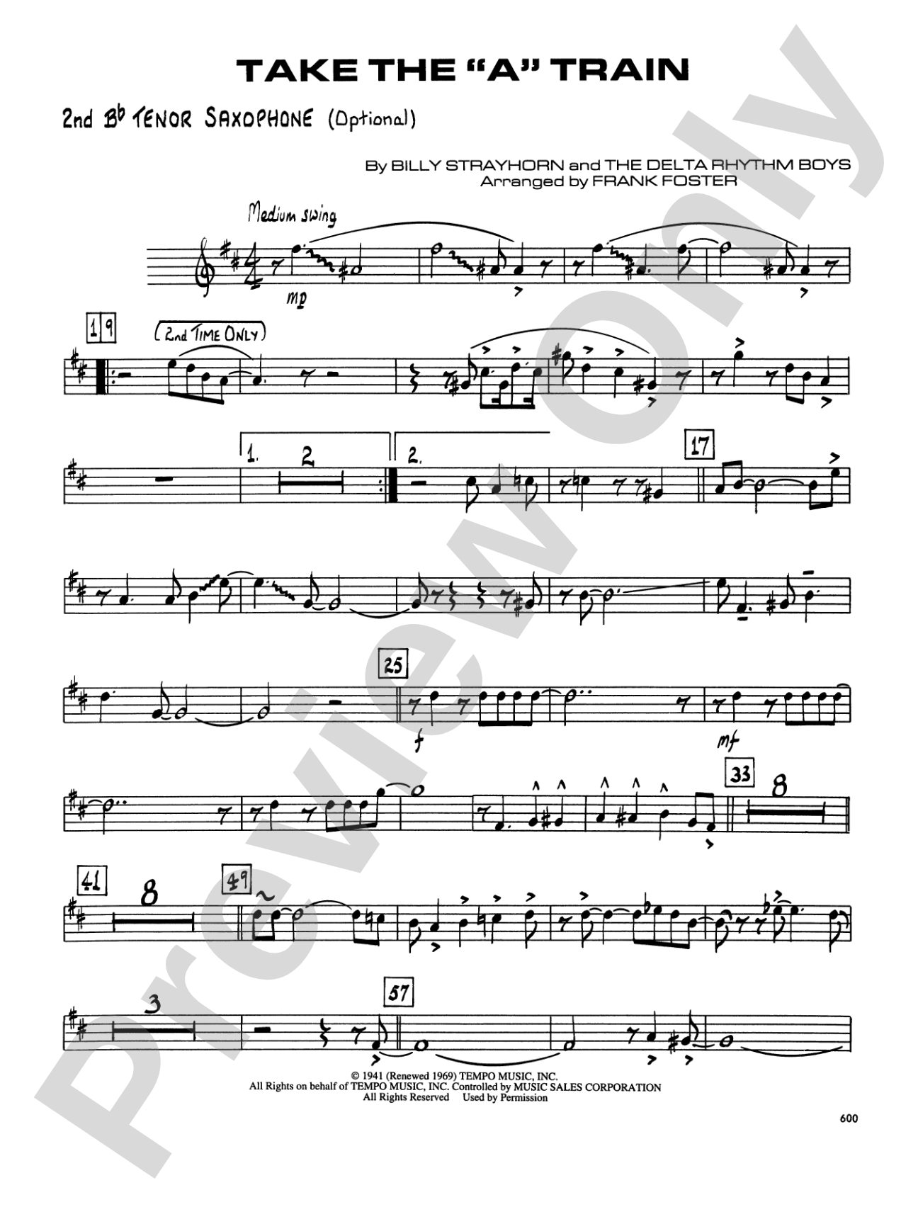 Take the "A" Train: 2nd B-flat Tenor Saxophone