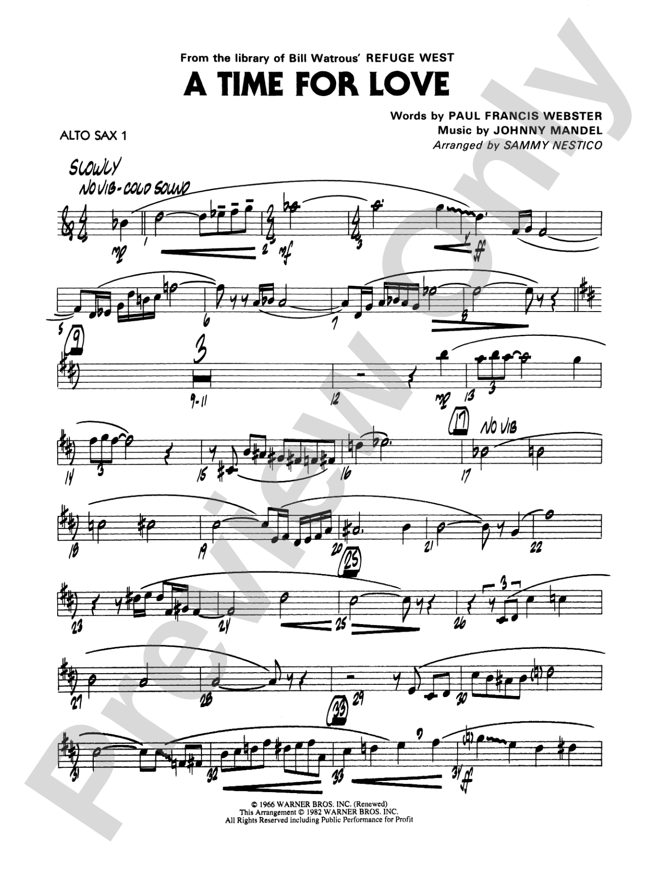 A Time for Love: E-flat Alto Saxophone