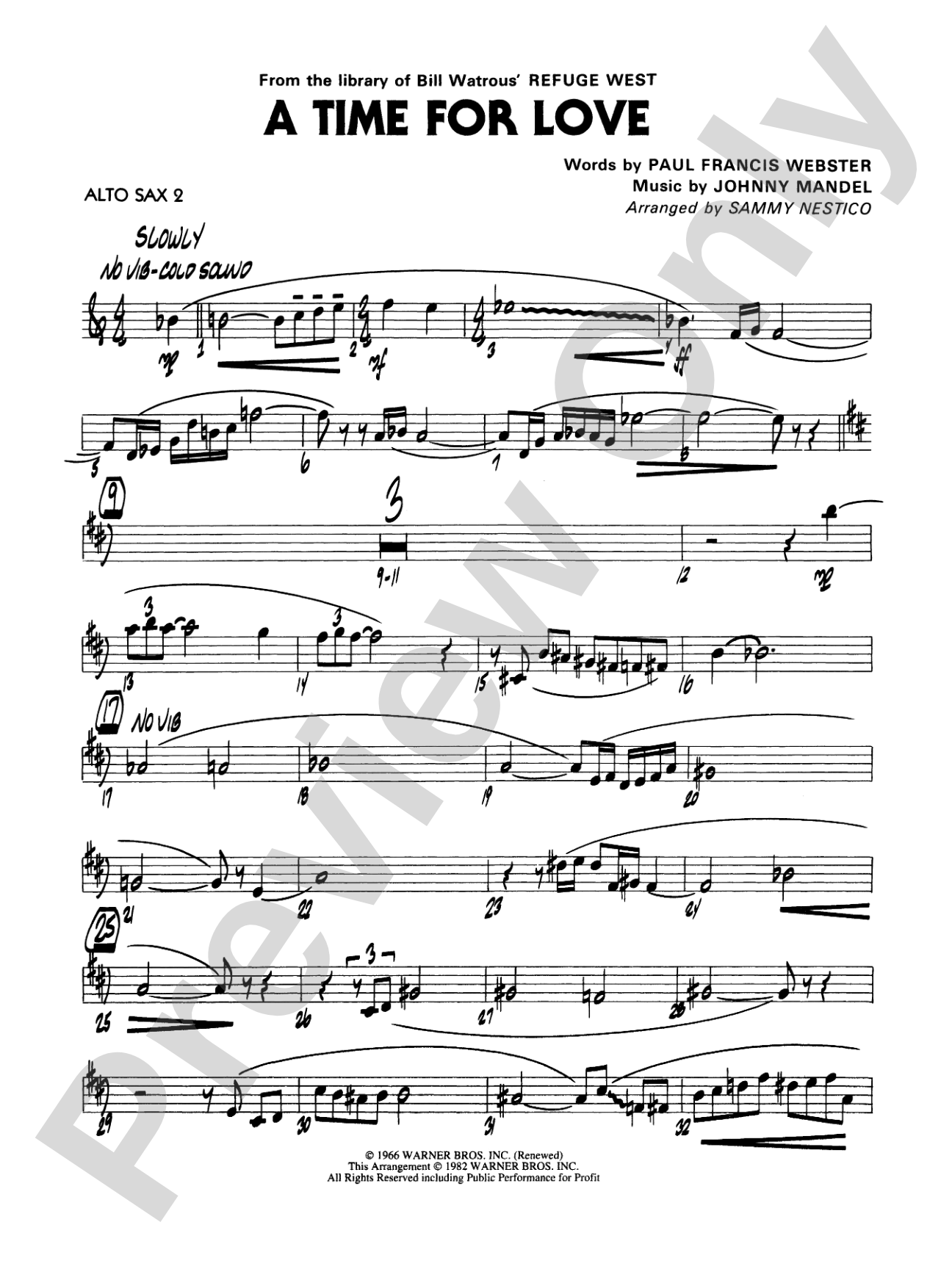 A Time for Love: 2nd E-flat Alto Saxophone