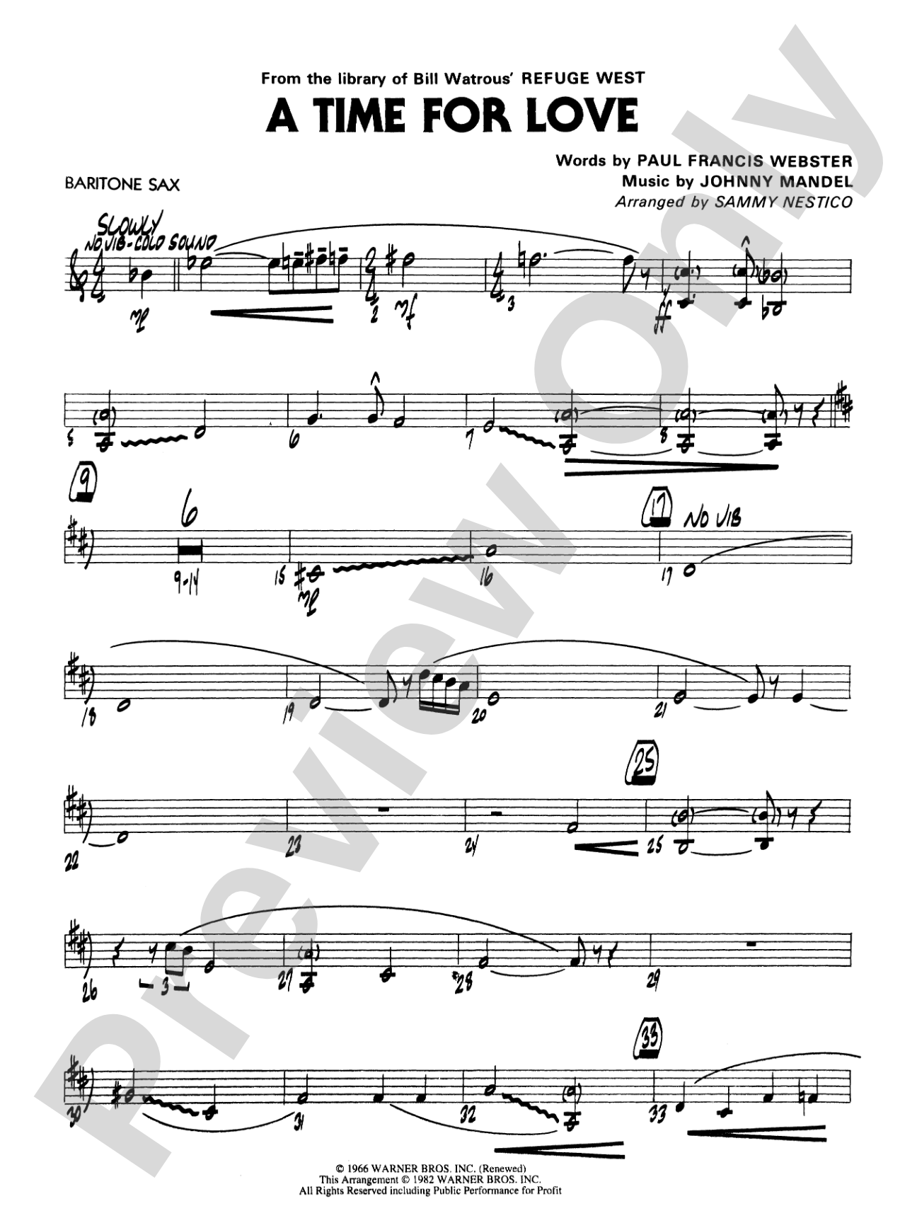 A Time for Love: E-flat Baritone Saxophone