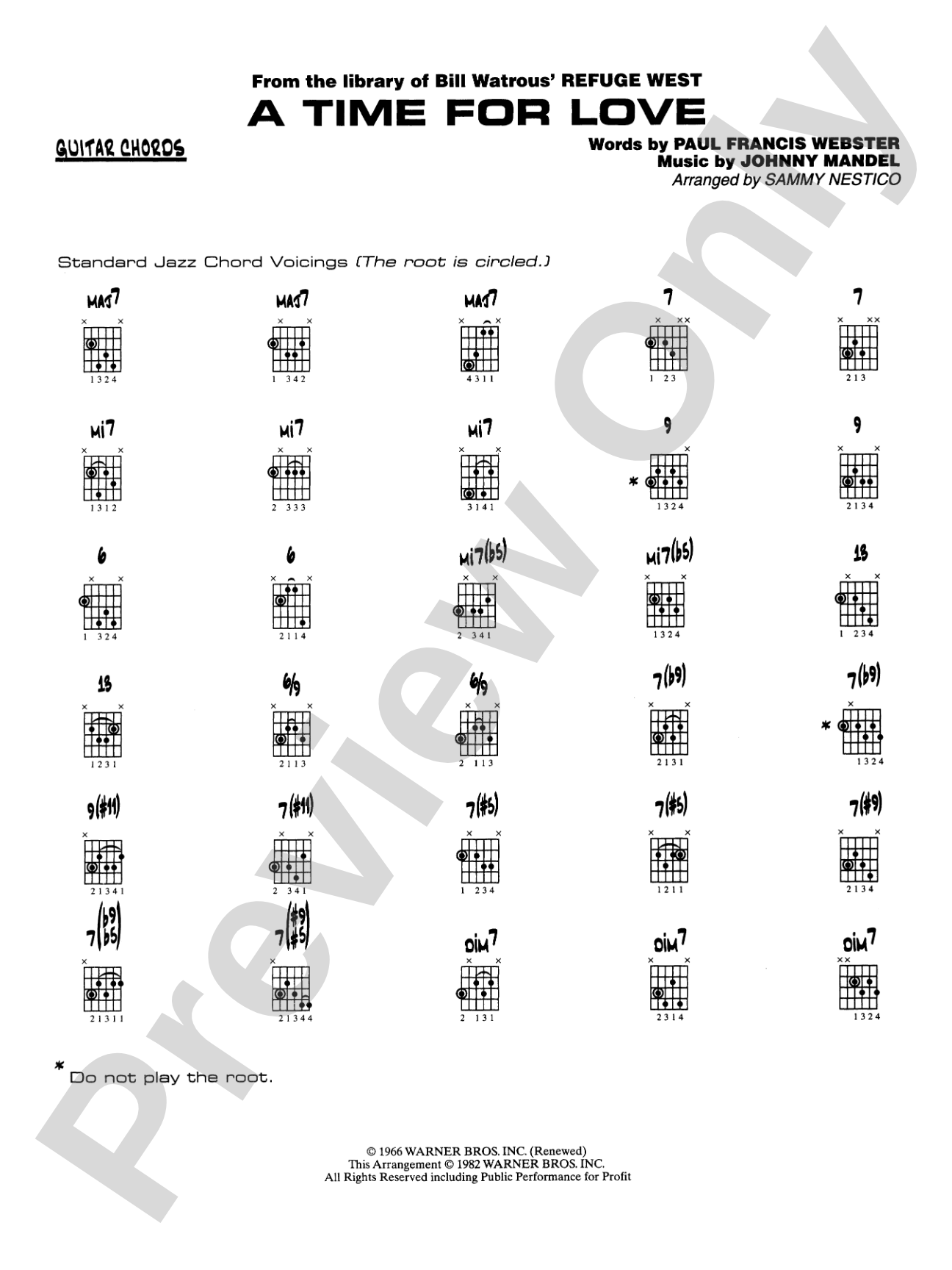 A Time for Love: Guitar Chords
